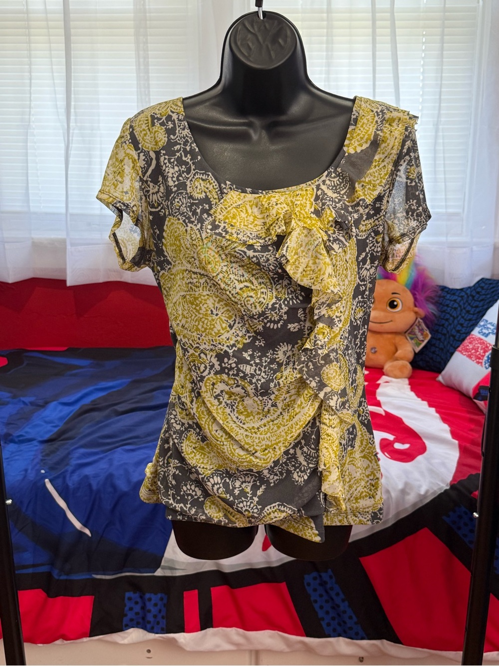 Apt. 9 Paisley Ruffle Scoop Neck Blouse
